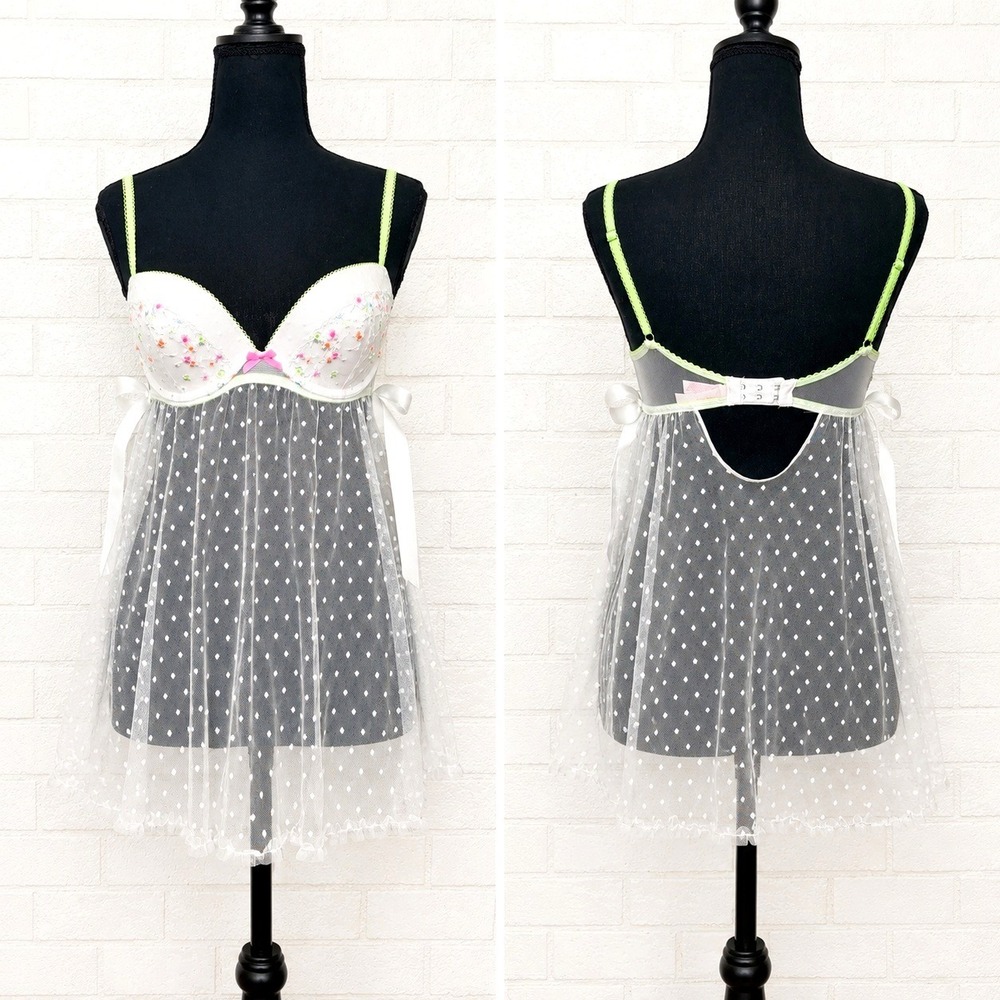 Vintage Victorias Secret Y2K Babydoll Sheer Chemise 34C Push Up Fairy Coquette - Picture 2 of 12